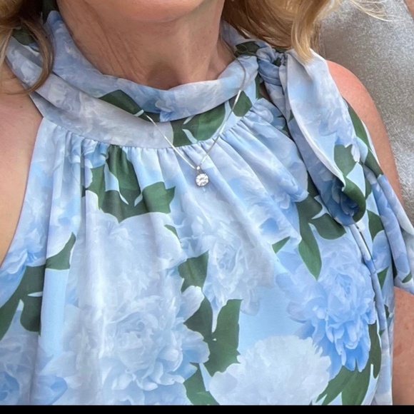 Sachin & Babi Kayla floral print chiffon gown Glacial Peonies - Picture 3 of 11